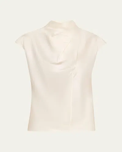 Veronica Beard Leilany Draped Silk Top In Ivory