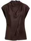Veronica Beard Leilany High Neck Draped Top In Brown