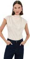 Veronica Beard Leilany Draped Silk Top In White