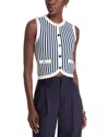 Veronica Beard Leland Stripe Sweater Vest In Navy/off-w