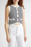 Veronica Beard Leland Stripe Sweater Vest In Navy Off-white