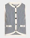 Veronica Beard Leland Stripe Sweater Vest In Navy Off-white