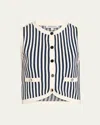 Veronica Beard Leland Stripe Sweater Vest In Navy Off-white