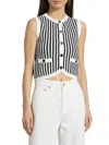 Veronica Beard Leland Stripe Sweater Vest In White