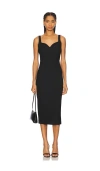 Veronica Beard Lele Plunge Neck Midi Dress In Black