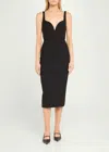 Veronica Beard Lele Plunge Neck Midi Dress In Black