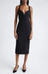 Veronica Beard Lele Plunge Neck Midi Dress In Black