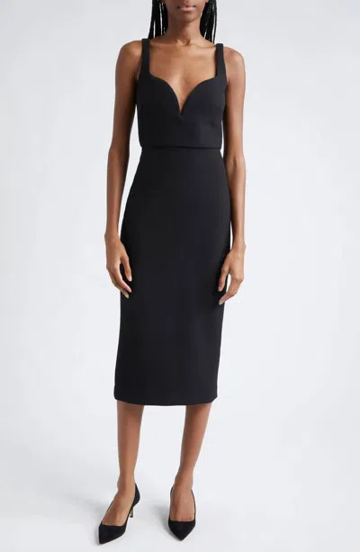 Veronica Beard Lele Plunge Neck Midi Dress In Black