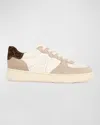 Veronica Beard Lennox Mixed Leather Low-top Sneakers In White/dusk Blue