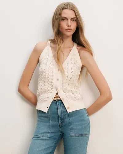Veronica Beard Leonora Pointelle Tank Top In Sand