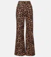 Veronica Beard Leopard-print High-rise Wide-leg Pants In Nude