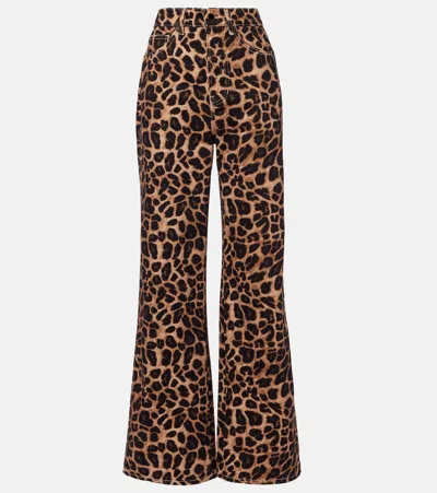 Veronica Beard Leopard-print High-rise Wide-leg Pants In Nude