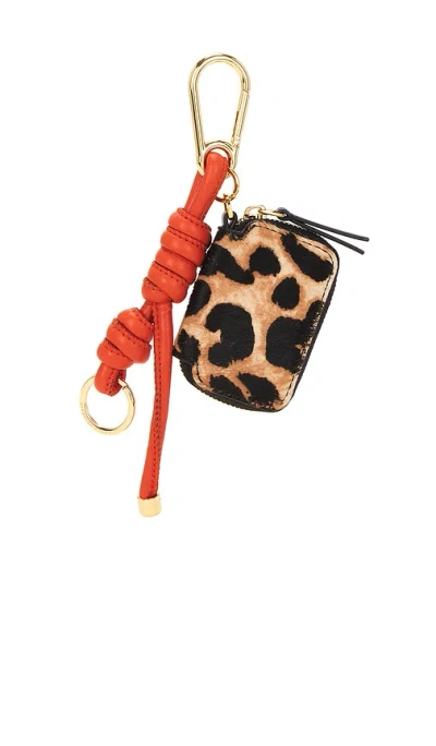 Veronica Beard Leopard Zip Pouch Bag Charm In Brown