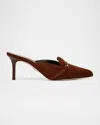 Veronica Beard Leslie Suede Mule In Cedar Brown Suede