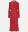 VERONICA BEARD LEX POLKA-DOT SILK-BLEND MIDI DRESS