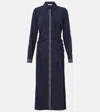 Veronica Beard Lex Polka Dot Stretch-silk Midi Shirt Dress In Blue