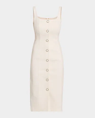 Veronica Beard Liana Sleeveless Buttoned Midi Dress In Neutral