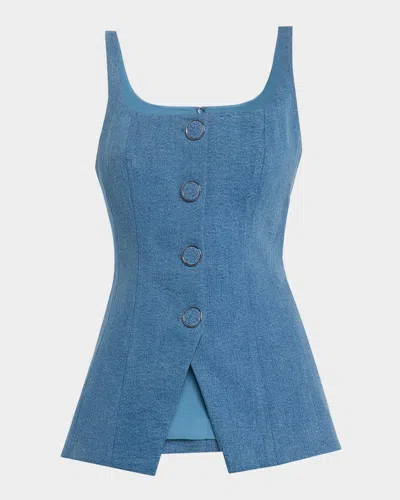 Veronica Beard Liana Sleeveless Denim Top In Sea Glare