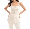 Veronica Beard Liana Fitted Sleeveless Top In White