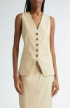 Veronica Beard Kimpton Stretch-linen Skirt In Stone Khaki