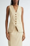 Veronica Beard Kimpton Stretch-linen Skirt In Stone Khaki