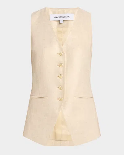Veronica Beard Liff Linen Vest In Gold
