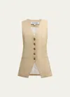 Veronica Beard Kimpton Stretch-linen Skirt In Stone Khaki