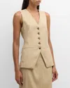 Veronica Beard Kimpton Stretch-linen Skirt In Stone Khaki