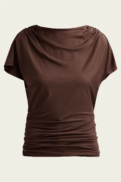 Veronica Beard Lila Ruched Top In Espresso In Brown