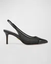 Veronica Beard Liliana Slingback Pointed Toe Pump In Black Mesh/black Leather