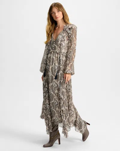 Veronica Beard Lilith Silk Maxi Dress In Brown
