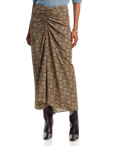 Veronica Beard Limani Ruched Midi Skirt In Multi