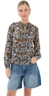 Veronica Beard Linds Floral-print Silk Blouse In Brown