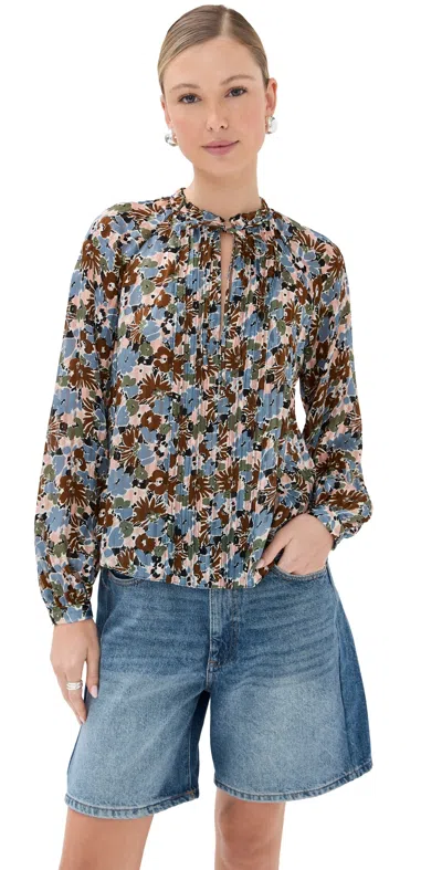 Veronica Beard Linds Blouse Lake Mist Multi