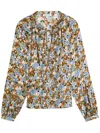 Veronica Beard Linds Floral-print Silk Blouse In Brown