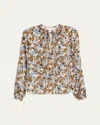 Veronica Beard Linds Floral Silk Blouse In Multi