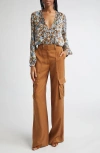 Veronica Beard Linds Floral Silk Blouse In Blue