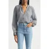 Veronica Beard Linds Split Neck Top In Blue