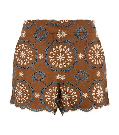 Veronica Beard Linen Allen Shorts In Multi
