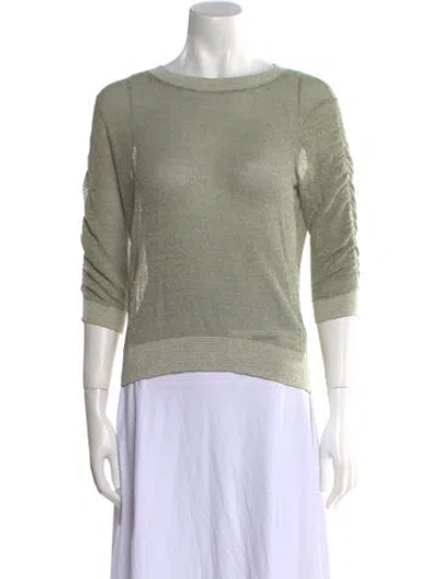 Pre-owned Veronica Beard Linen Bateau Neckline Sweater In Green
