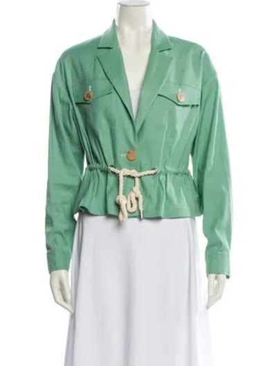 Pre-owned Veronica Beard Linen Biker Jacket In Green