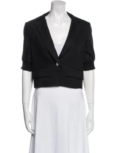 Pre-owned Veronica Beard Linen Blazer In Black