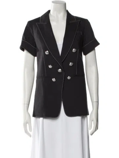 Pre-owned Veronica Beard Linen Blazer In Black