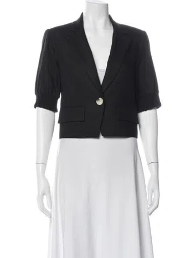 Pre-owned Veronica Beard Linen Blazer In Black