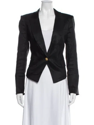 Pre-owned Veronica Beard Linen Blazer In Black