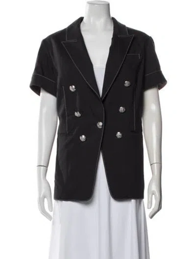 Pre-owned Veronica Beard Linen Blazer In Black