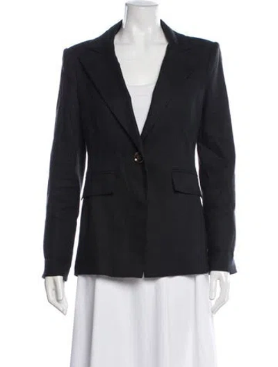 Pre-owned Veronica Beard Linen Blazer In Black