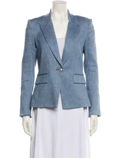Pre-owned Veronica Beard Linen Blazer In Blue