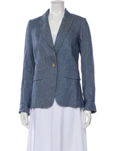 Pre-owned Veronica Beard Linen Blazer In Blue