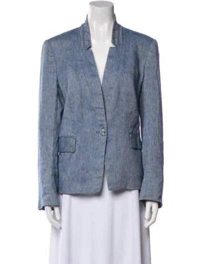 Pre-owned Veronica Beard Linen Blazer In Blue